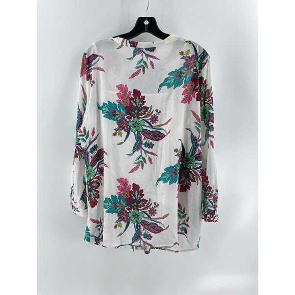 Liz Claiborne Career Long Sleeve Floral Print Hidden Button Front Top Blouse XL - Picture 8 of 16